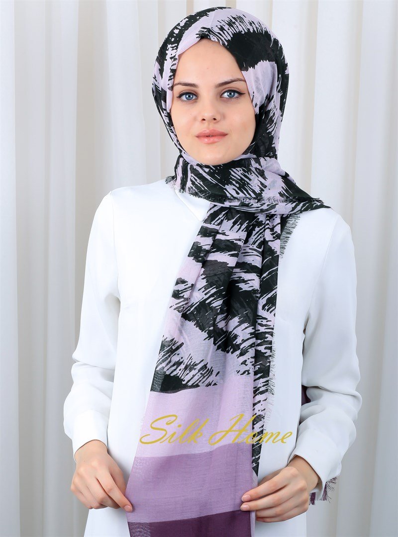 Silk Home Lila Desenli Haiti Şal