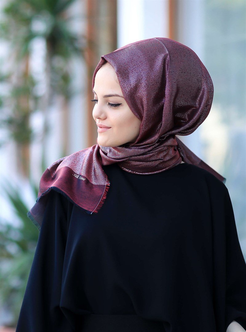 Silk Home Bordo Simli Şal