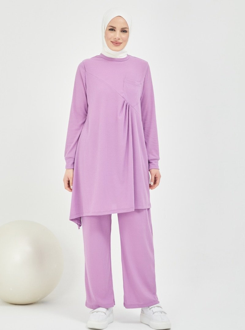 AİŞE MODA Lila Tunik&Pantolon İkili Takım