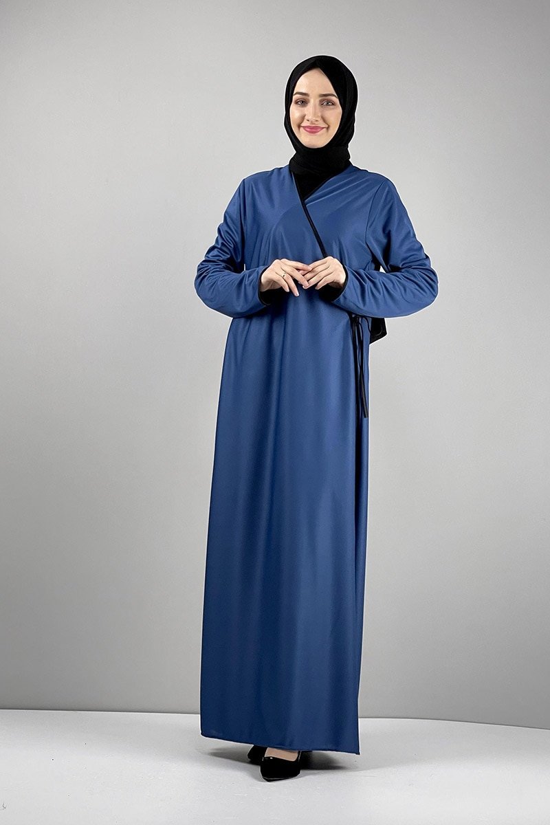 MODAPİNHAN İndigo Yandan Bağlamalı Namaz Elbisesi