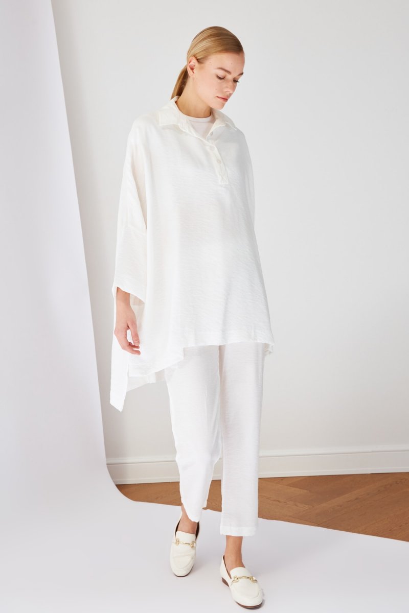 Trendyol Modest Beyaz Gömlek Tunikli Alt Üst Takım