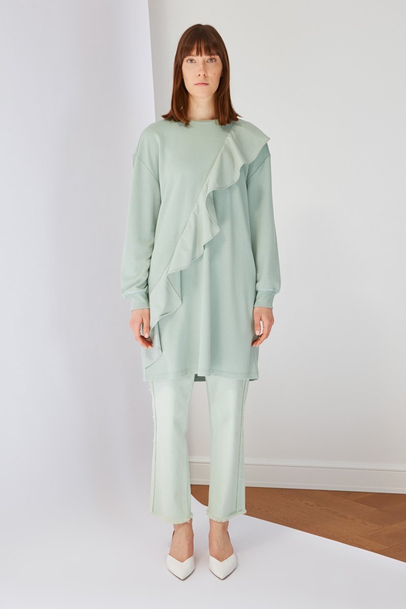 Trendyol Modest Mint Fırfır Detaylı Tunik