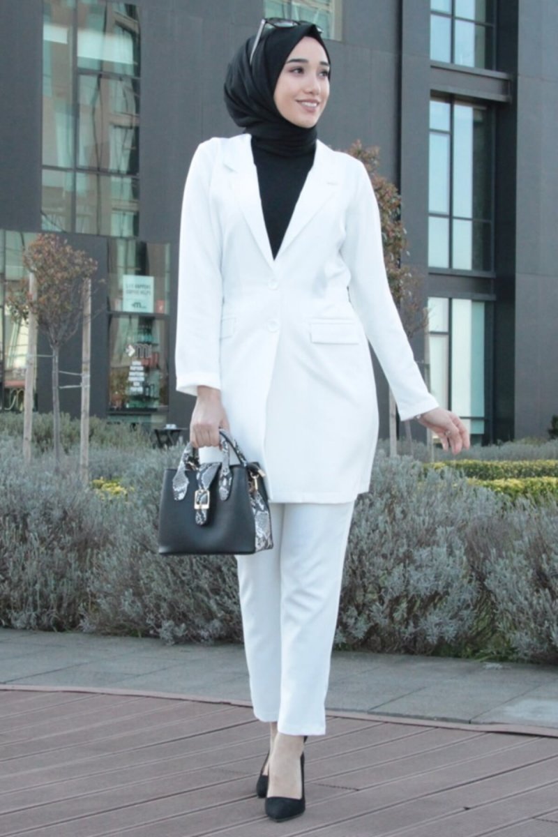 Meqlife Beyaz Diana Takım Elbise