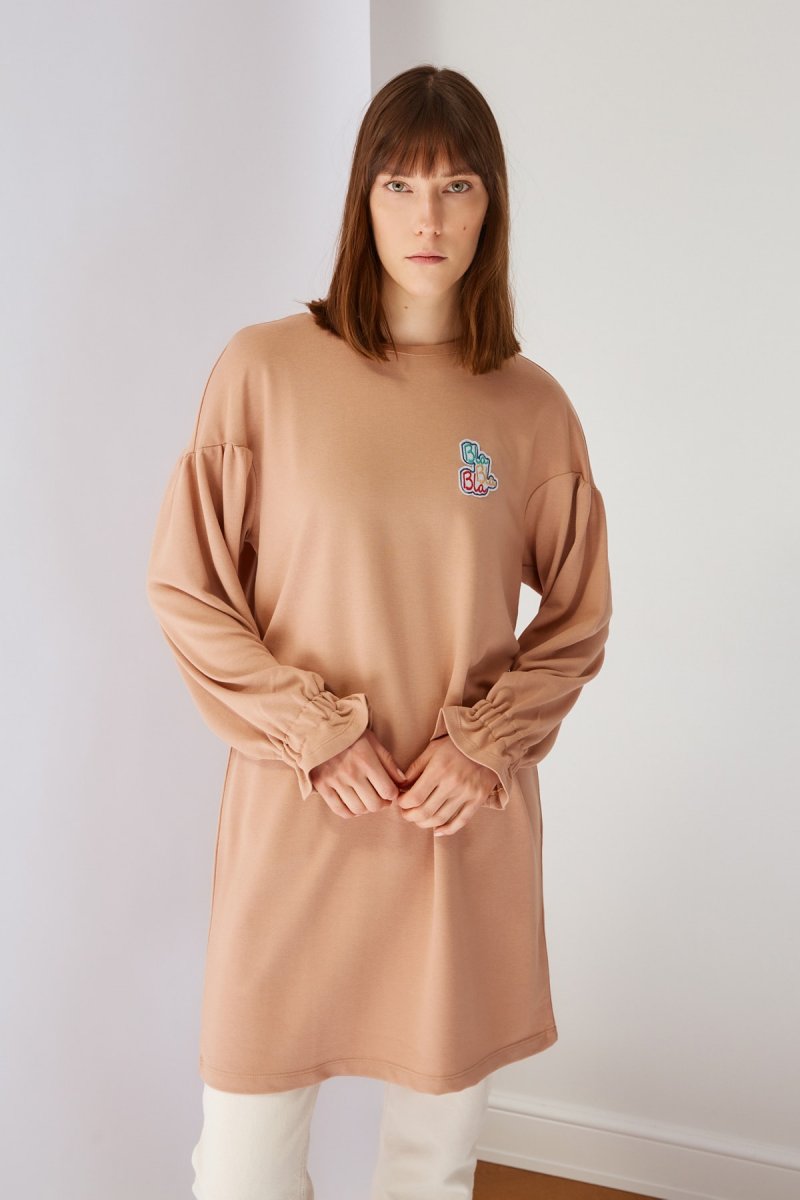 Trendyol Modest Bej Detaylı Örme Tunik