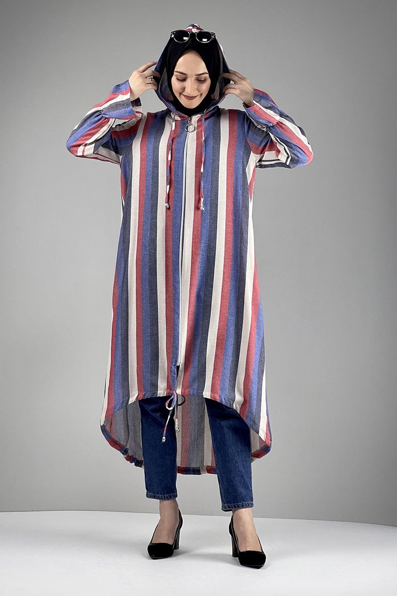 MODAPİNHAN Mavi Çizgili Kap