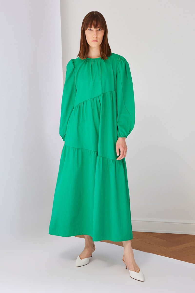 Trendyol Modest Yeşil Pamuk Poplin Elbise