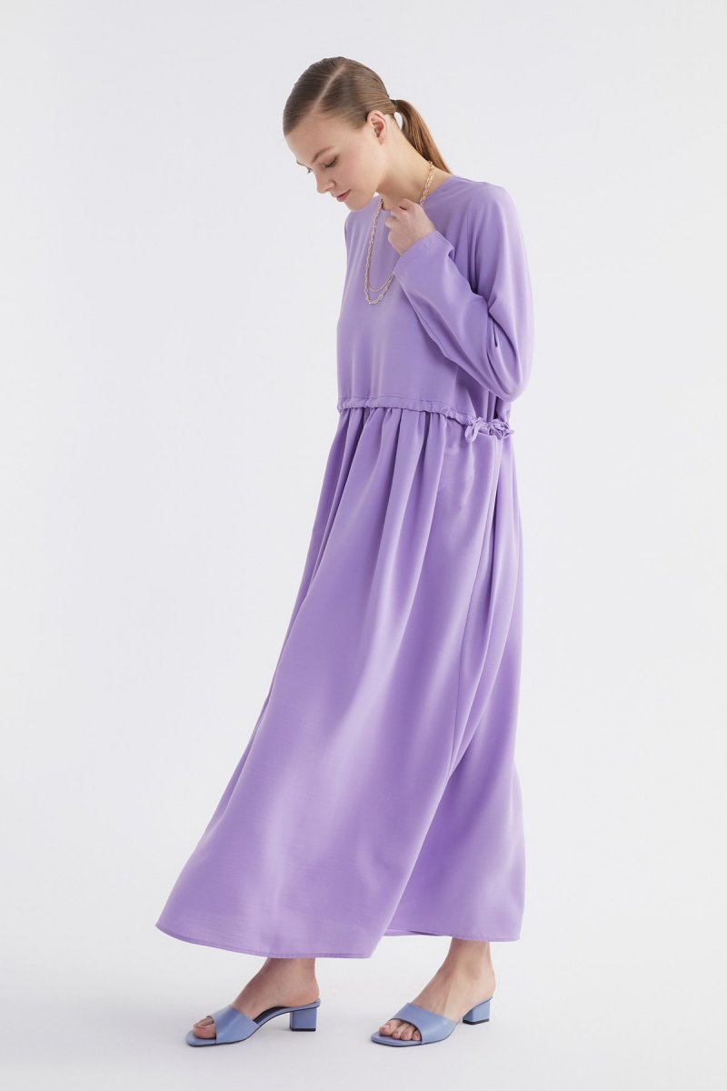 Trendyol Modest Mor Bisiklet Yaka Elbise