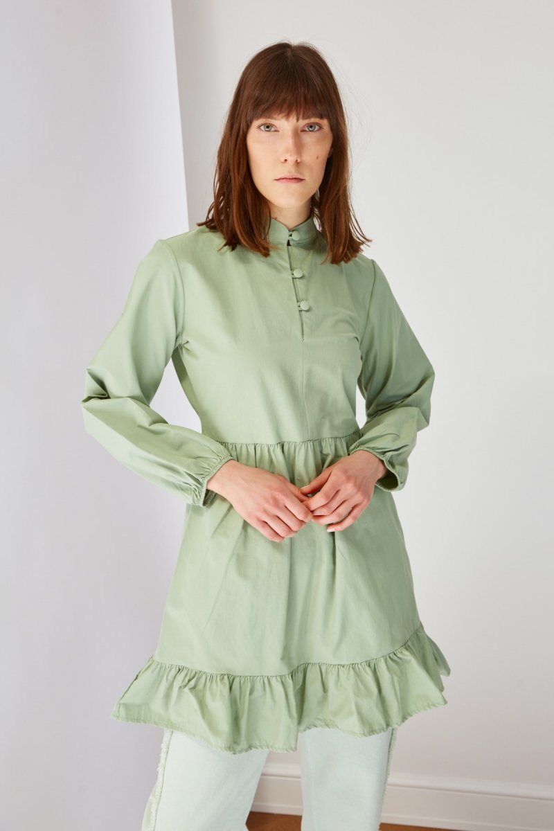 Trendyol Modest Mint Dik Yaka Tunik Elbise