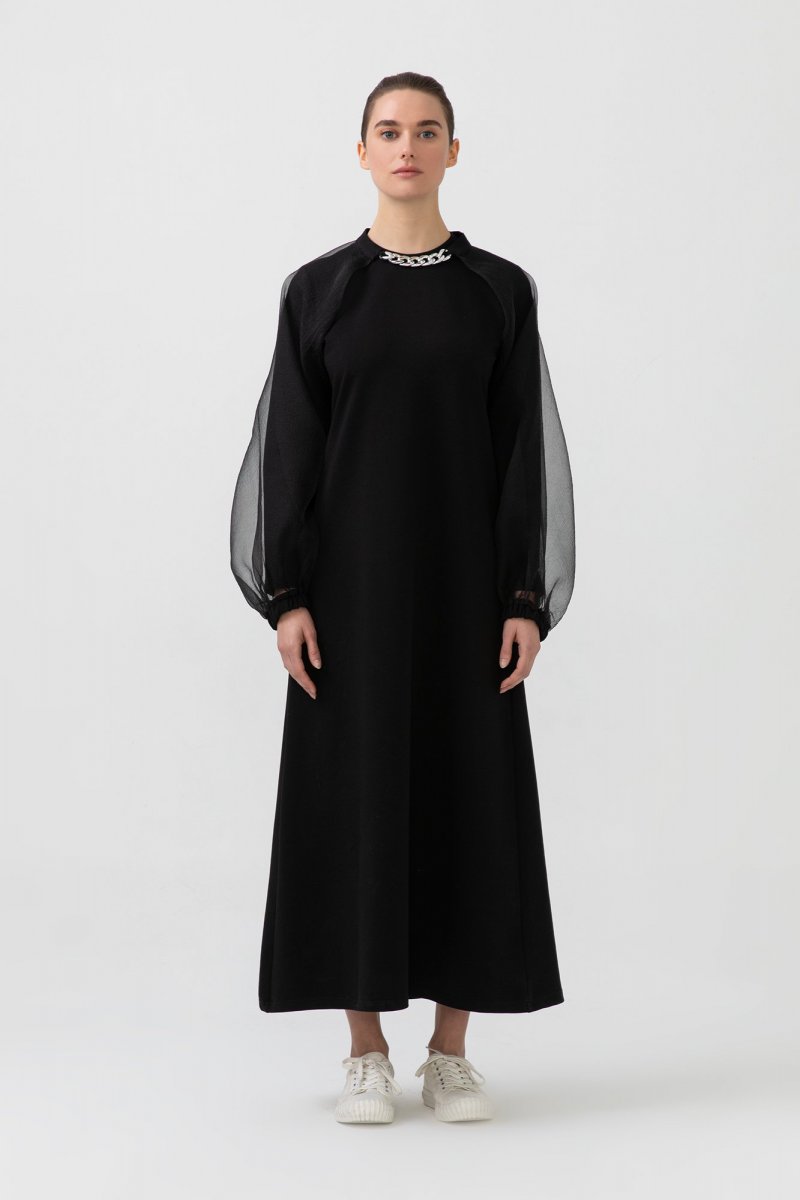 Touche Prive Siyah Organze Bolerolu Örme Elbise