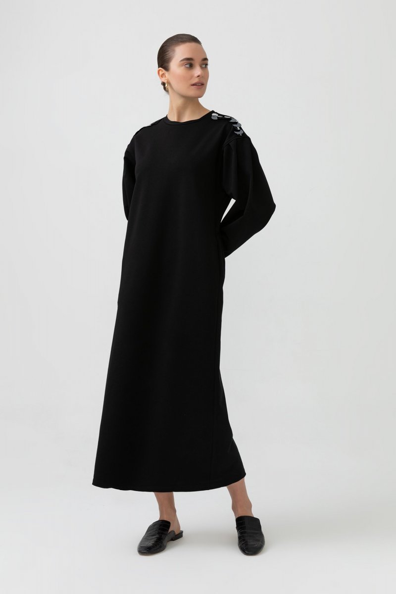 Touche Prive Siyah Payetli Örme Elbise