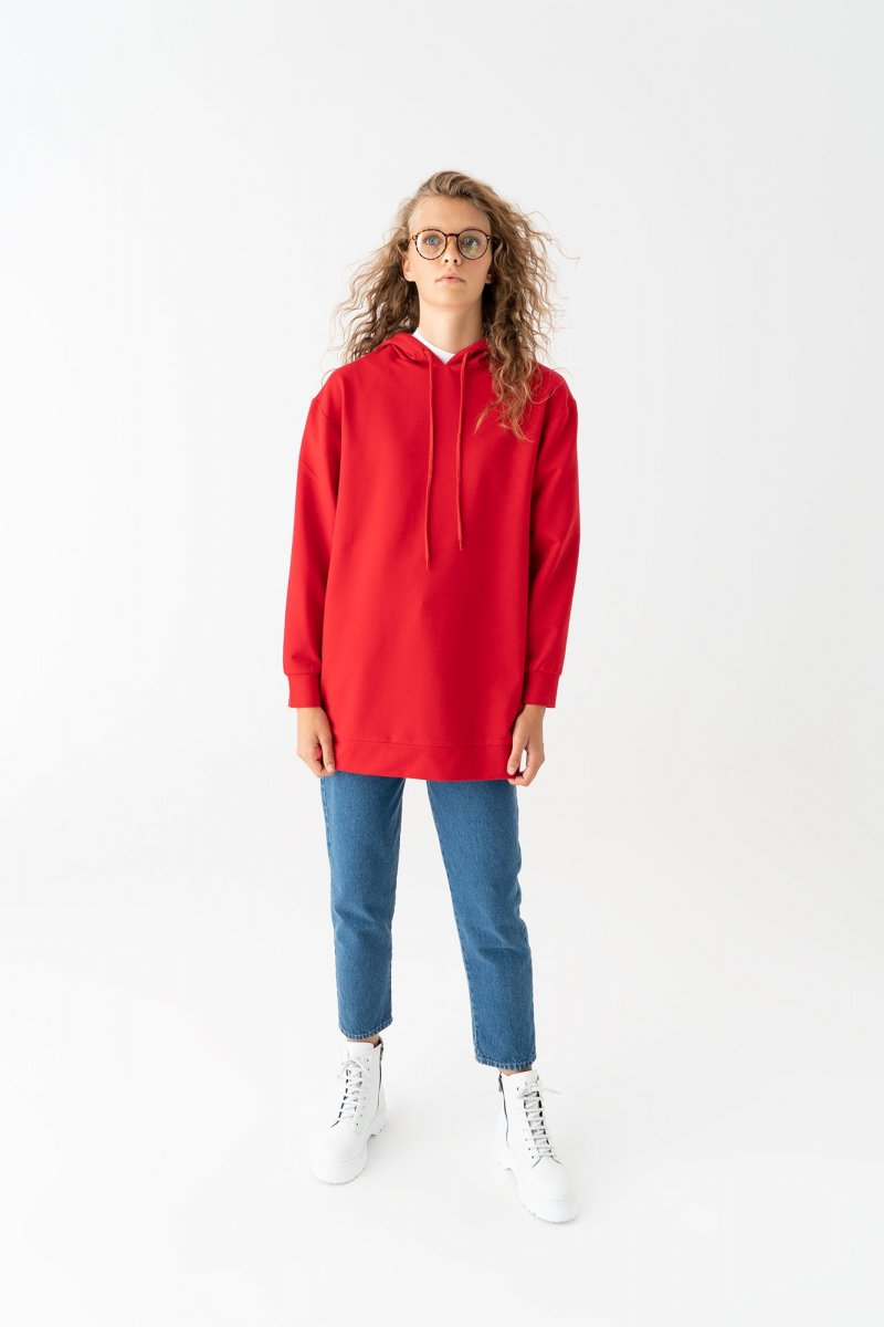 Touche Prive Kırmızı Kapüşonlu Sweatshirt