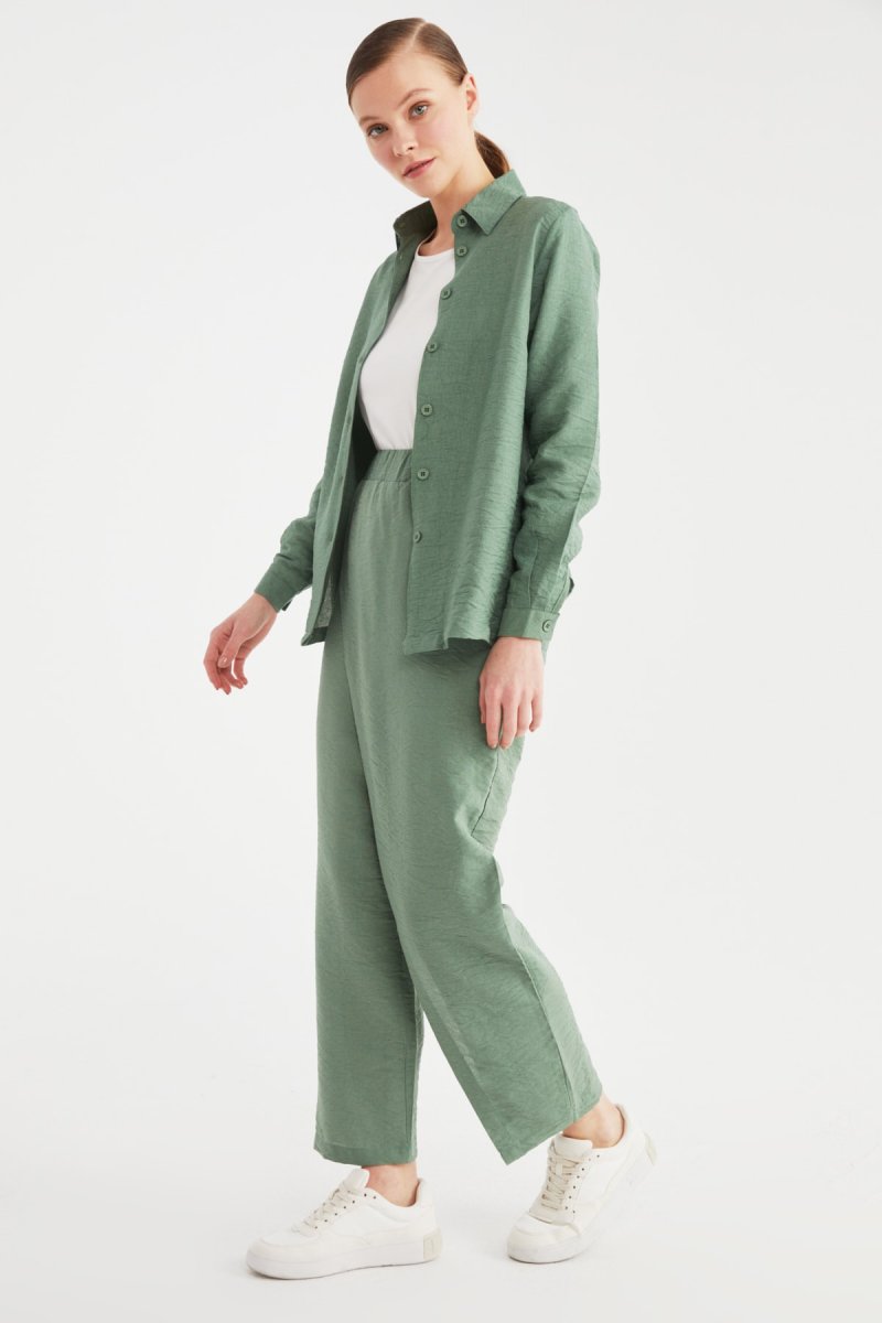 Trendyol Modest Yeşil Fırfır Detaylı Pantolon
