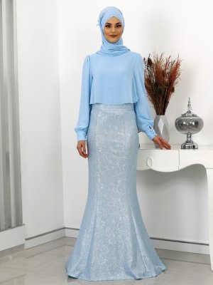 Rana Zenn Bebe Mavi Lina Bluz&Etek İkili Abiye Elbise Takım