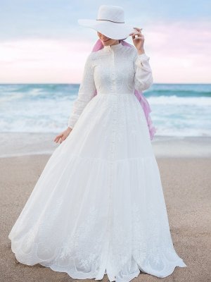 Muslima Wear Ekru White Dream Nikah Elbisesi