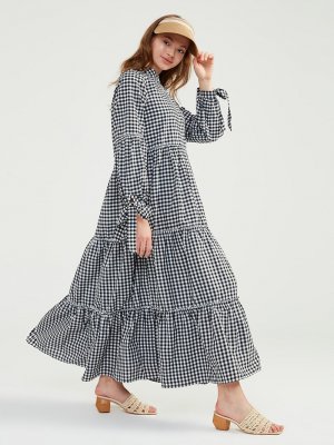 NORMCORE Siyah Pötikareli Elbise