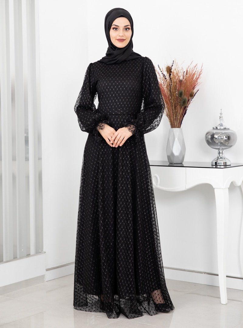 Rana Zenn Siyah Aysude Abiye Elbise