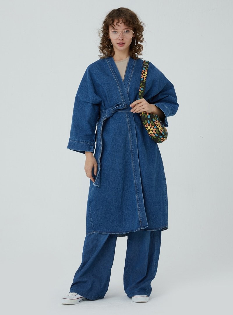 Ceylan Otantik Mavi Kot Kimono