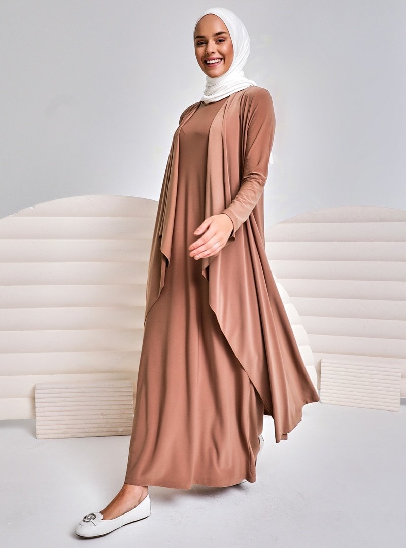 İnşirah Camel Elgo Elbise&Kap İkili Takım