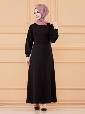 Tofisa Siyah Garnili Elbise