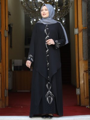 Amine Hüma Siyah Fulya Abiye Elbise