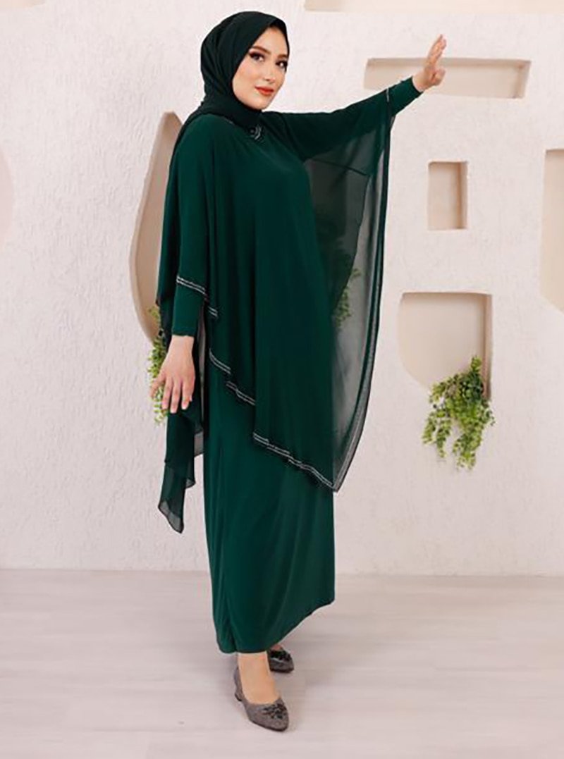 Ebru Çelikkaya Yeşil Mihri Abiye Elbise