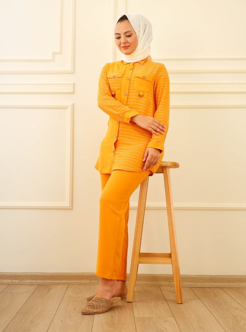 Moda Dua Hardal Cepli İkili Takım Kombin