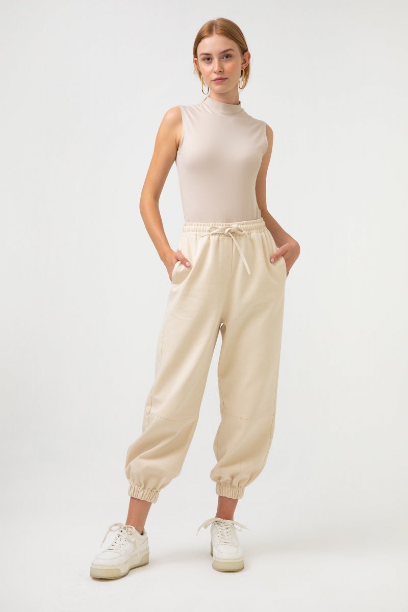 Touche Prive Krem Naturel Kot Jogger Pantolon