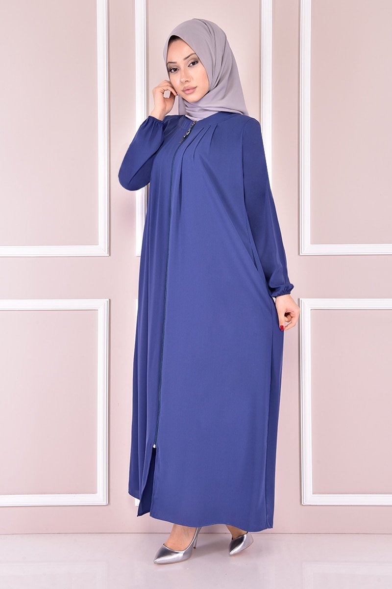 Moda Merve İndigo Pileli Ferace