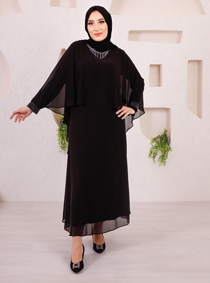 Ebru Çelikkaya Siyah Mahinur Abiye Elbise