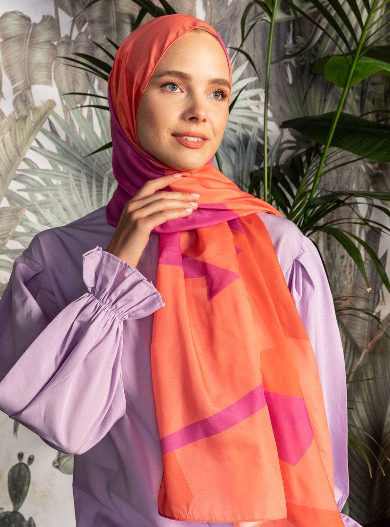 Tuva Çok Renkli World Hijab Day Tasarım Şalı