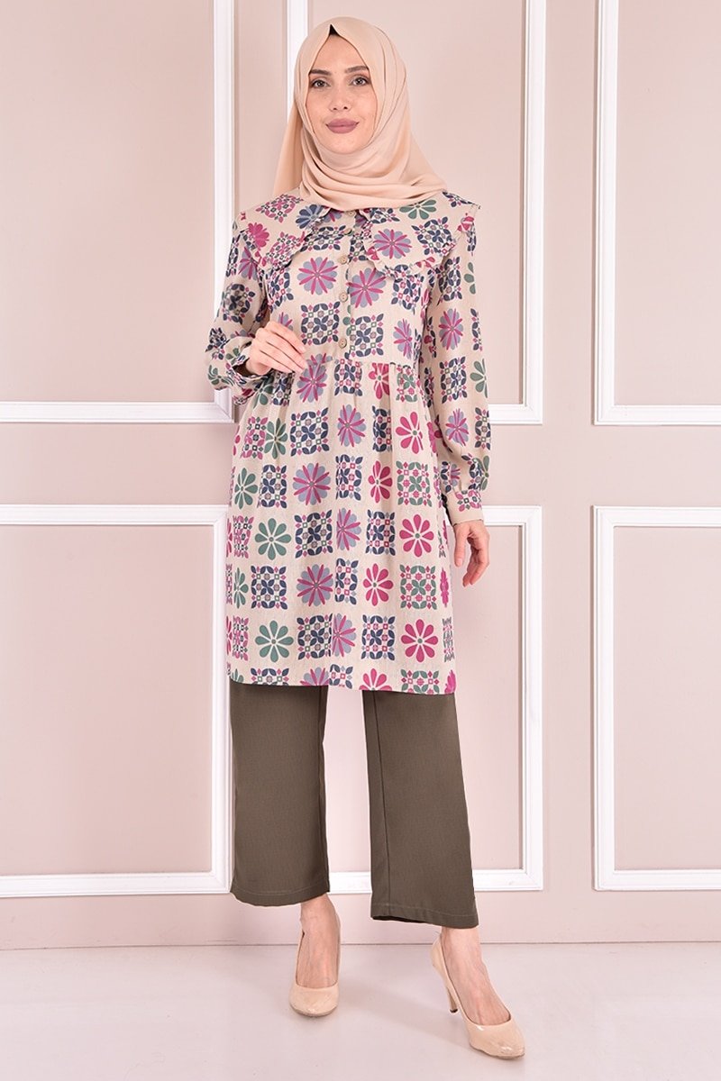 Moda Merve Fuşya Bebe Yaka Kombin