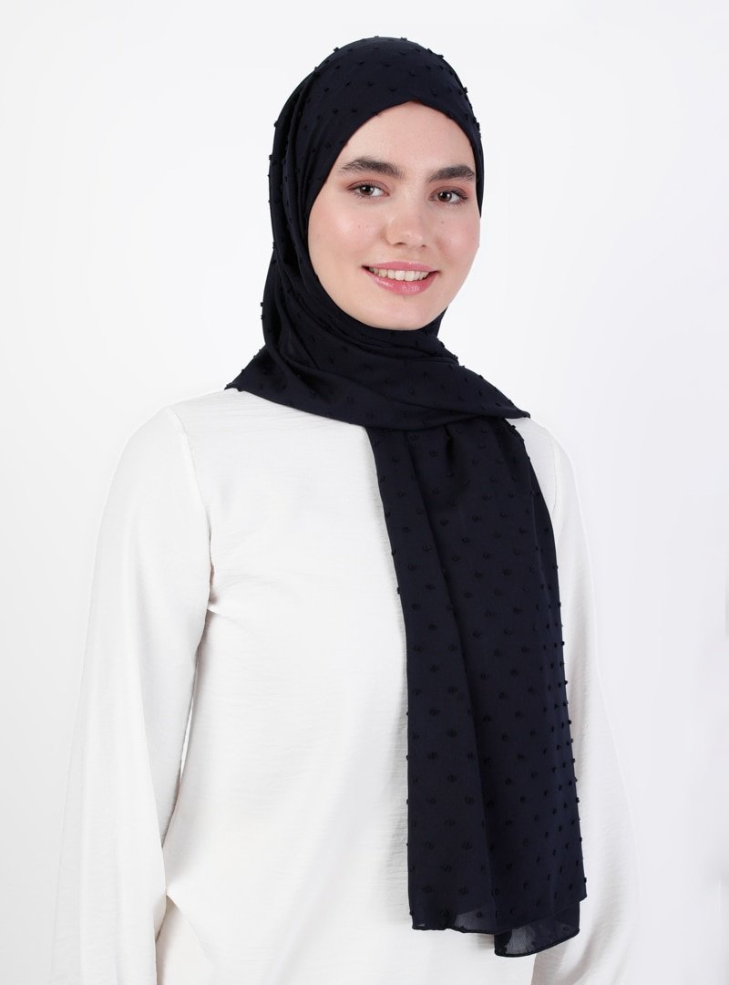 Gülsoy Lacivert Pıtpıt Şifon Şal