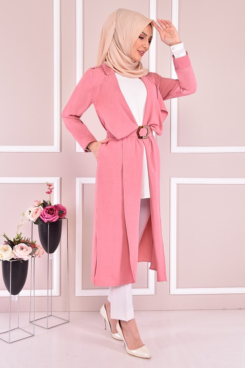 Moda Merve Pudra Kemerli Kap