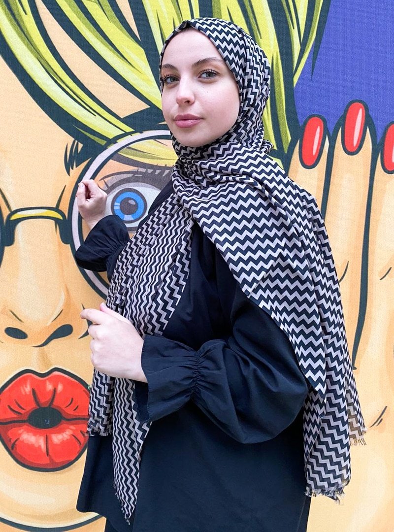 Mirach Vizon Siyah Desenli Şal