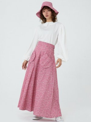 Ceylan Otantik Pembe Cepli Çiçekli Mevlana Etek