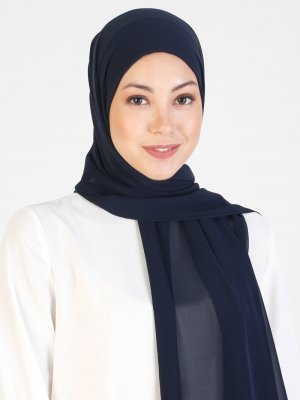 Balse Eşarp Lacivert Multi Krep Şifon Şal