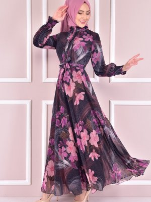 Moda Merve Siyah Şifon Abiye