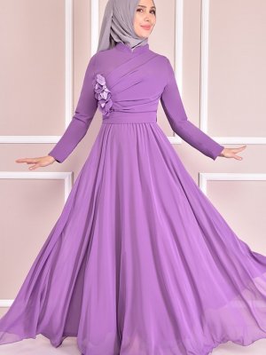 Moda Merve Lila Şifon Elbise