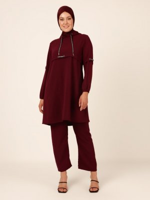 GELİNCE Mürdüm Tunik&Pantolon İkili Takım