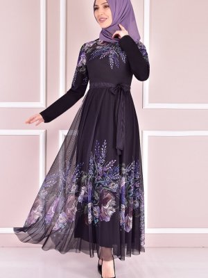 Moda Merve Siyah Tül Elbise