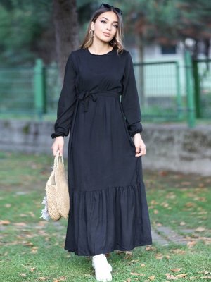 Esra Üstün Siyah Doğal Elbise