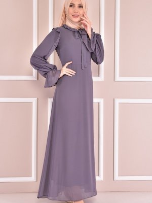 Moda Merve Antrasit Şifon Elbise