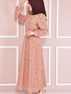 Moda Merve Vizon Kuşaklı Şifon Elbise