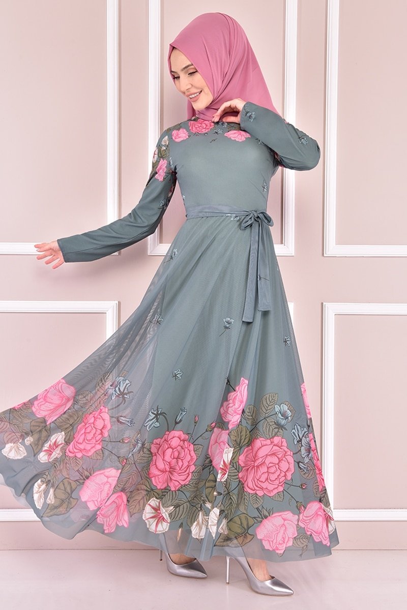 Moda Merve Mint Yeşili Şifon Elbise