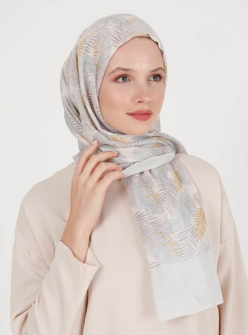 Soft Scarfs Mavi Palmiye Desenli Şal