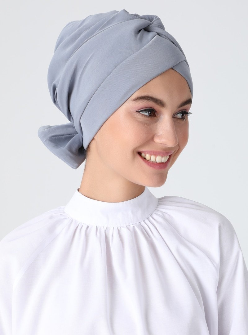 Vera Bone Gri Mihrace Hazır Türban