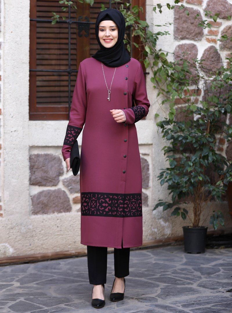 Azra Design Lila Deniz Tunik&Pantolon İkili Abiye Takım