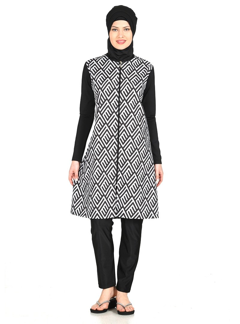 Dika Siyah Tam Kapalı Mayo