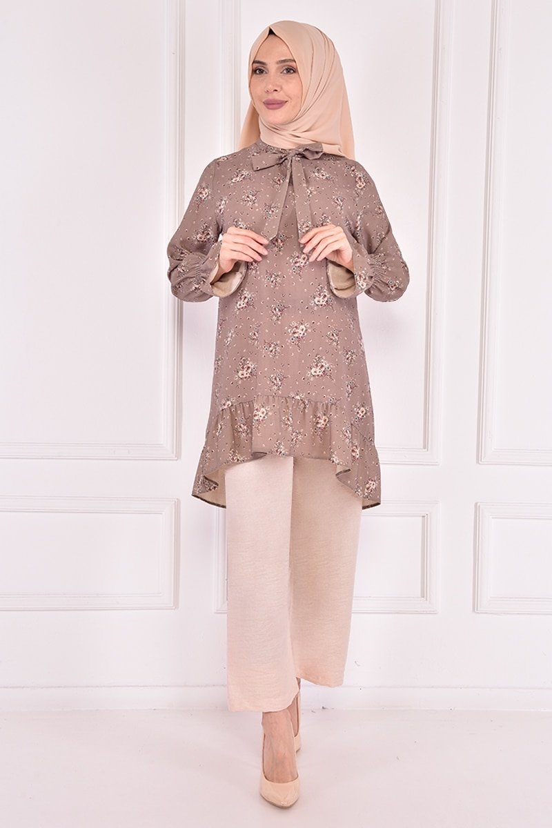 Moda Merve Haki Yaka Bağcıklı Kombin