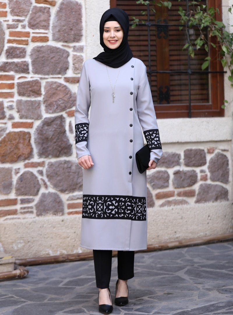 Azra Design Gri Deniz Tunik&Pantolon İkili Abiye Takım